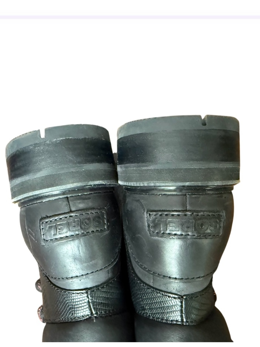 Sorel Lennox Waterproof Black Leather Hiking Boots with Red-Trim Laces-Size 10 - Picture 9 of 14